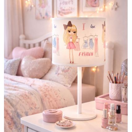 Lampada da tavolo per bambini GIRLS VIBES 1xE27/60W/230V Ø 18 cm Amo la moda