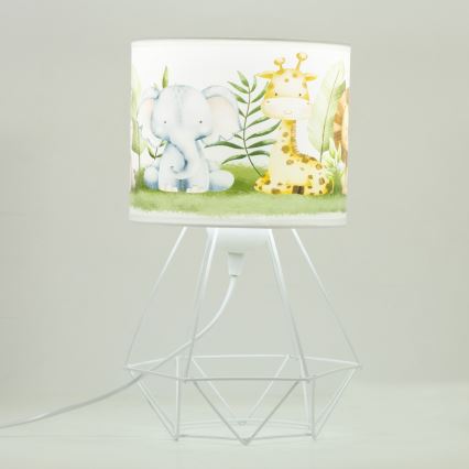 Lampada da tavolo per bambini KIDS ROOM, 1xE27/60W/230V, diametro 18 cm, motivo giungla