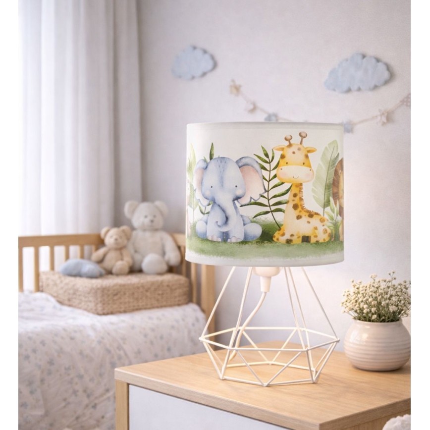 Lampada da tavolo per bambini KIDS ROOM, 1xE27/60W/230V, diametro 18 cm, motivo giungla