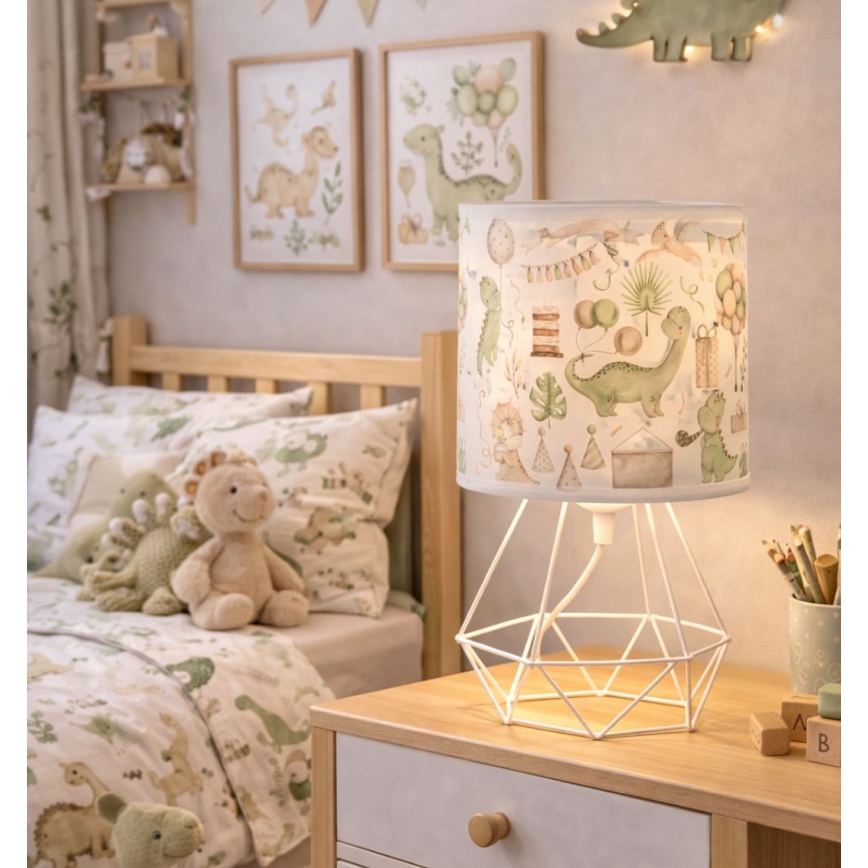 Lampada da tavolo per bambini KIDS ROOM 1xE27/60W/230V Ø 18 cm a forma di dinosauro