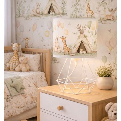 Lampada da tavolo per bambini KIDS ROOM 1xE27/60W/230V Ø 18 cm a tema animali