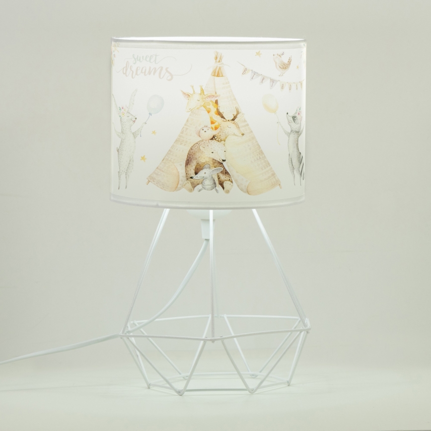 Lampada da tavolo per bambini KIDS ROOM 1xE27/60W/230V Ø 18 cm, con animaletti