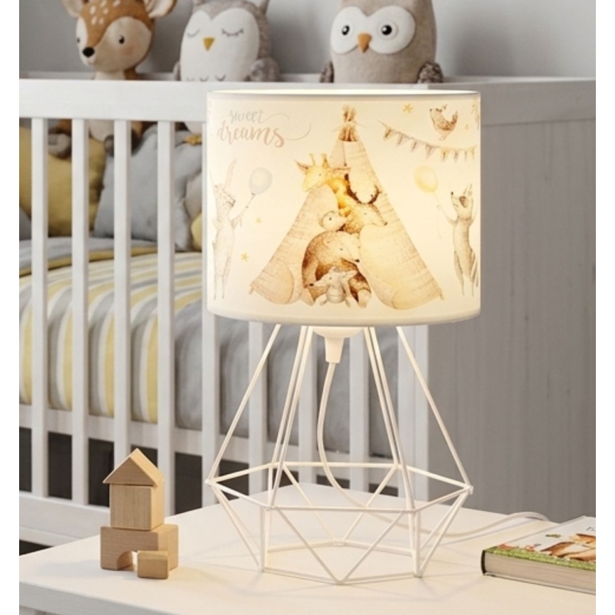 Lampada da tavolo per bambini KIDS ROOM 1xE27/60W/230V Ø 18 cm, con animaletti