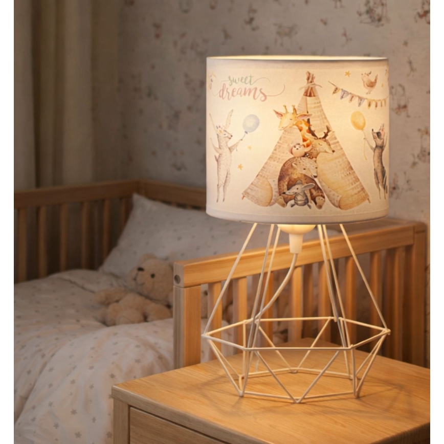 Lampada da tavolo per bambini KIDS ROOM 1xE27/60W/230V Ø 18 cm, con animaletti