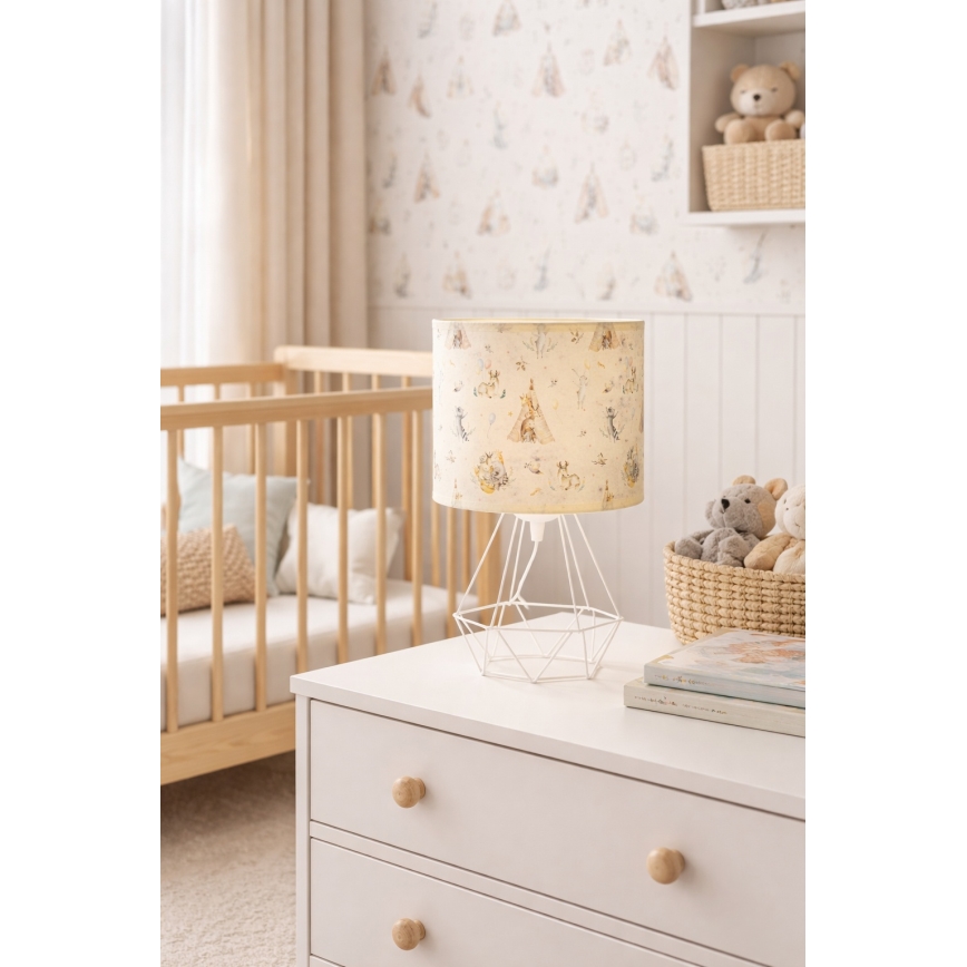 Lampada da tavolo per bambini KIDS ROOM 1xE27/60W/230V Ø 18 cm con animaletti
