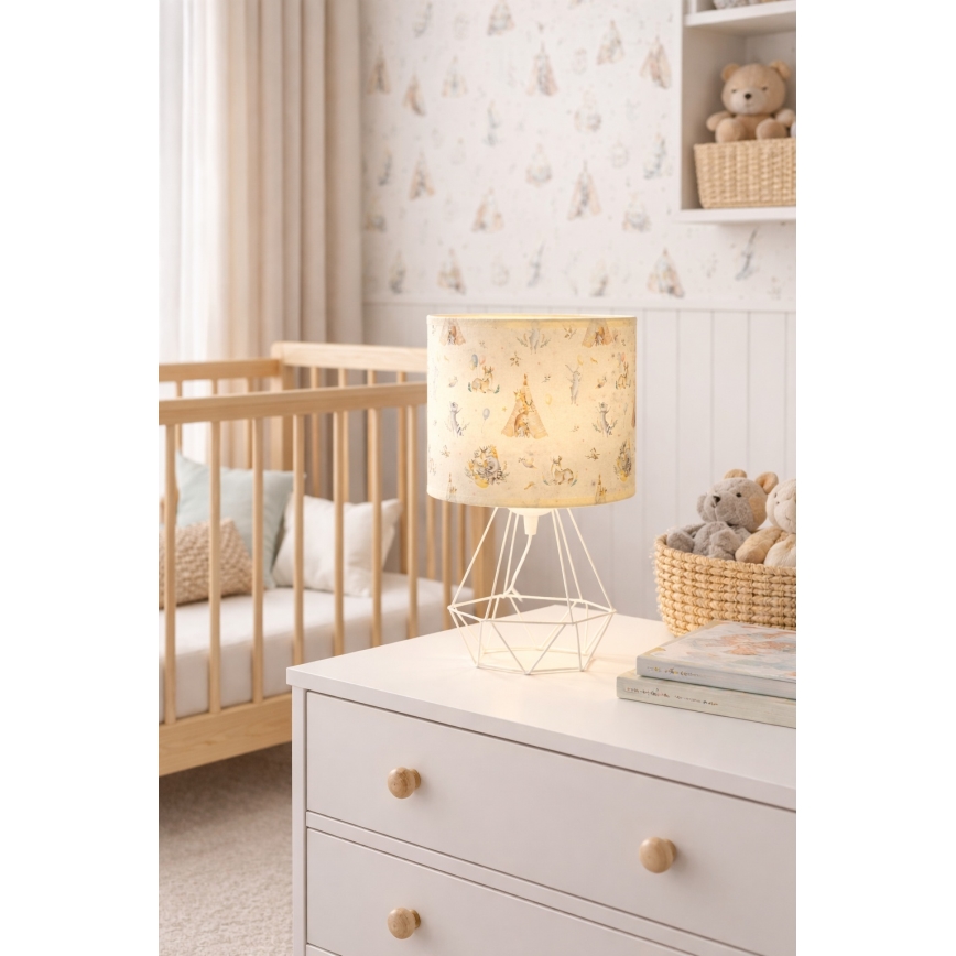Lampada da tavolo per bambini KIDS ROOM 1xE27/60W/230V Ø 18 cm con animaletti