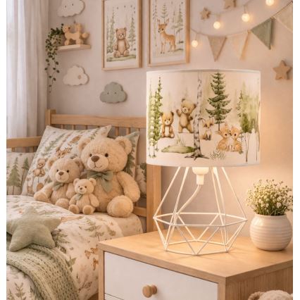 Lampada da tavolo per bambini KIDS ROOM 1xE27/60W/230V Ø 18 cm, con simpatici animaletti
