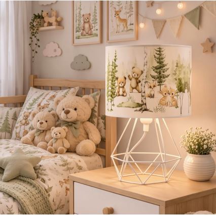 Lampada da tavolo per bambini KIDS ROOM 1xE27/60W/230V Ø 18 cm, con simpatici animaletti