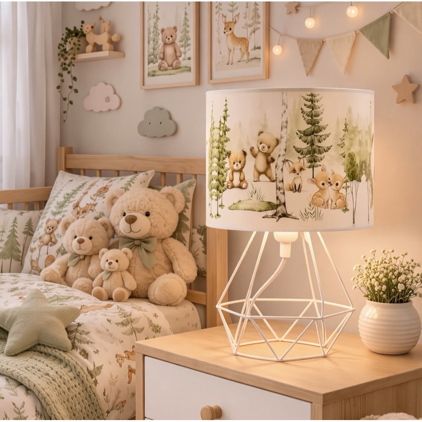 Lampada da tavolo per bambini KIDS ROOM 1xE27/60W/230V Ø 18 cm, con simpatici animaletti