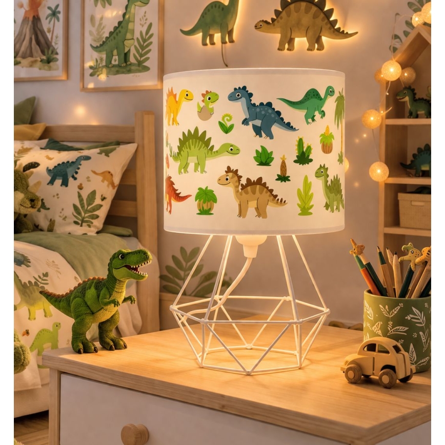 Lampada da tavolo per bambini KIDS ROOM 1xE27/60W/230V Ø 18 cm dinosauro