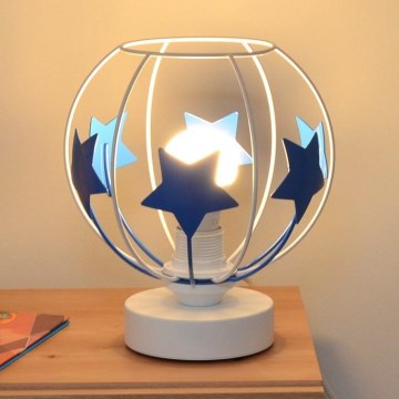 Lampada da tavolo per bambini STARS 1xE27/15W/230V blu/bianco