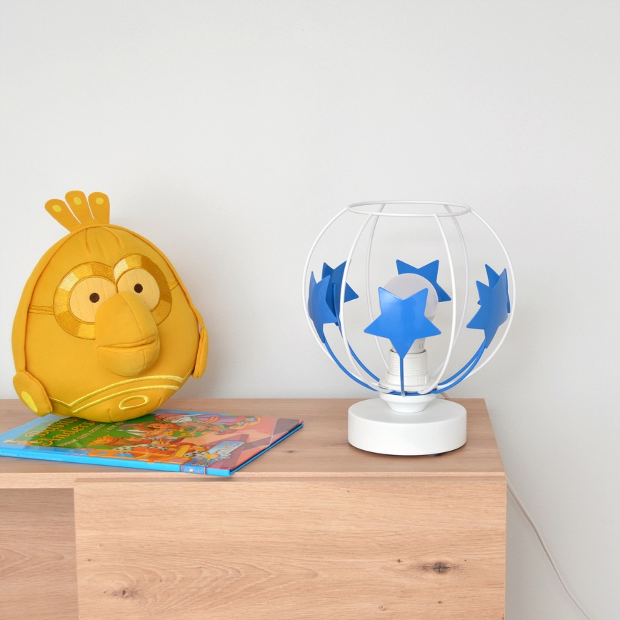 Lampada da tavolo per bambini STARS 1xE27/15W/230V blu/bianco