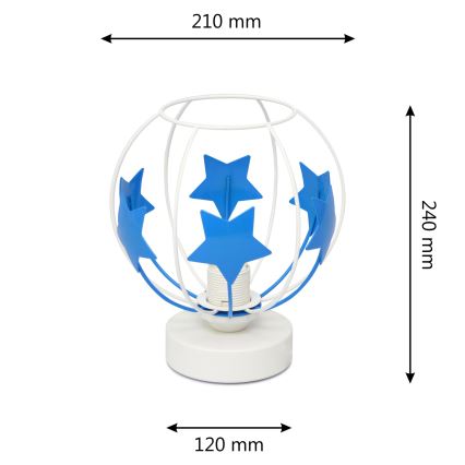Lampada da tavolo per bambini STARS 1xE27/15W/230V blu/bianco