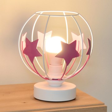 Lampada da tavolo per bambini STARS 1xE27/15W/230V rosa/bianco