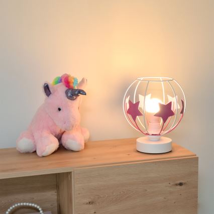 Lampada da tavolo per bambini STARS 1xE27/15W/230V rosa/bianco