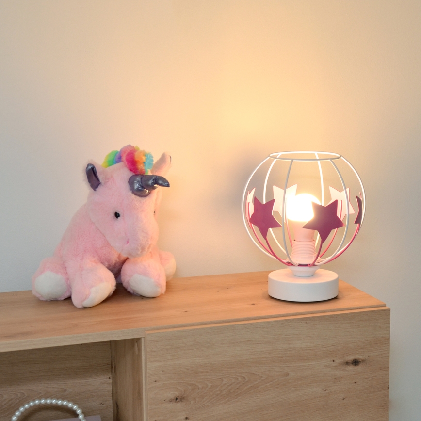 Lampada da tavolo per bambini STARS 1xE27/15W/230V rosa/bianco