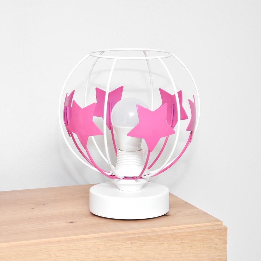 Lampada da tavolo per bambini STARS 1xE27/15W/230V rosa/bianco