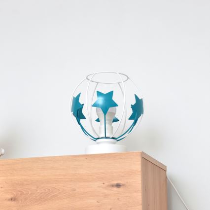 Lampada da tavolo per bambini STARS 1xE27/15W/230V turchese/bianco