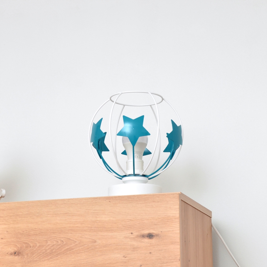 Lampada da tavolo per bambini STARS 1xE27/15W/230V turchese/bianco