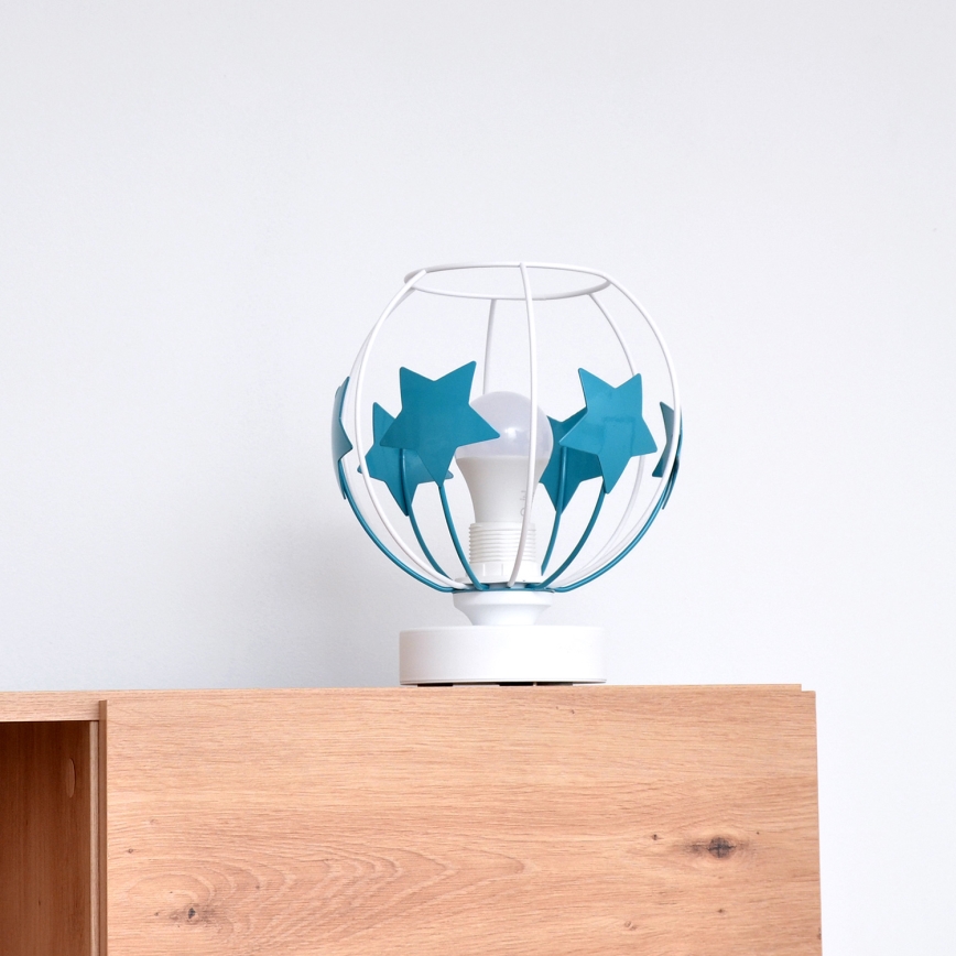Lampada da tavolo per bambini STARS 1xE27/15W/230V turchese/bianco