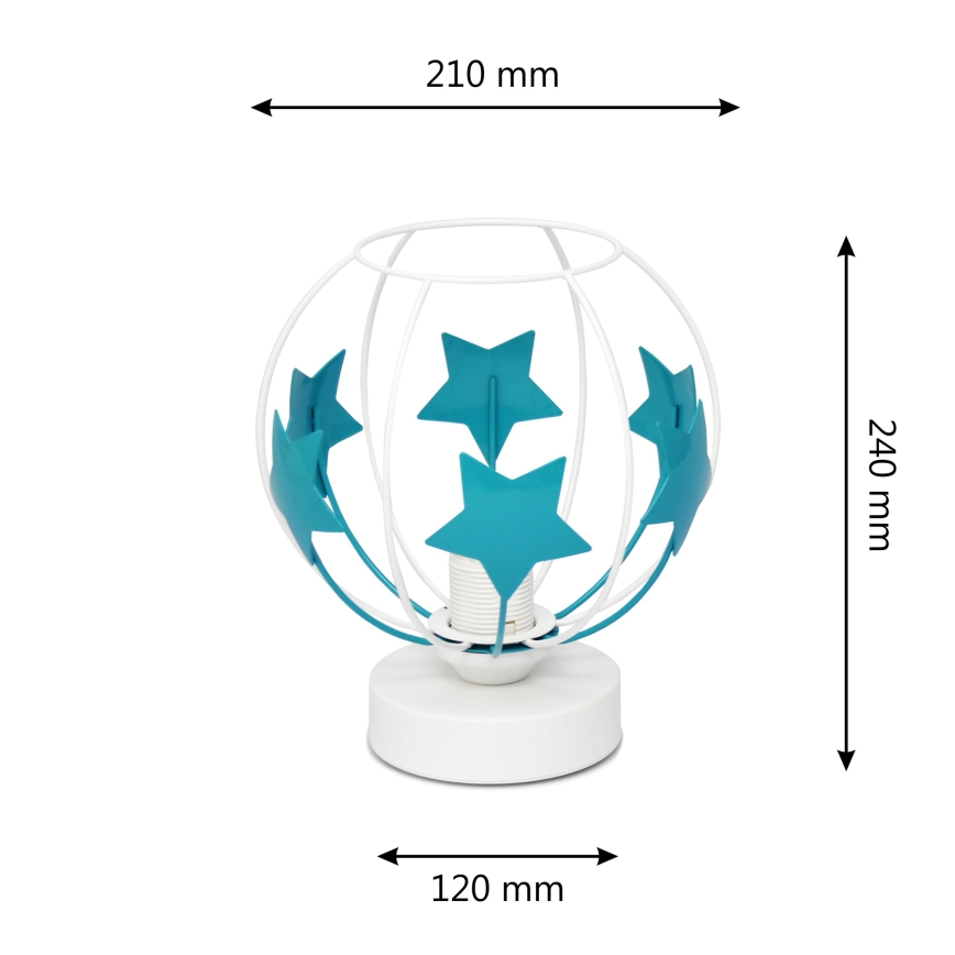 Lampada da tavolo per bambini STARS 1xE27/15W/230V turchese/bianco