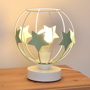 Lampada da tavolo per bambini STARS 1xE27/15W/230V verde/bianco