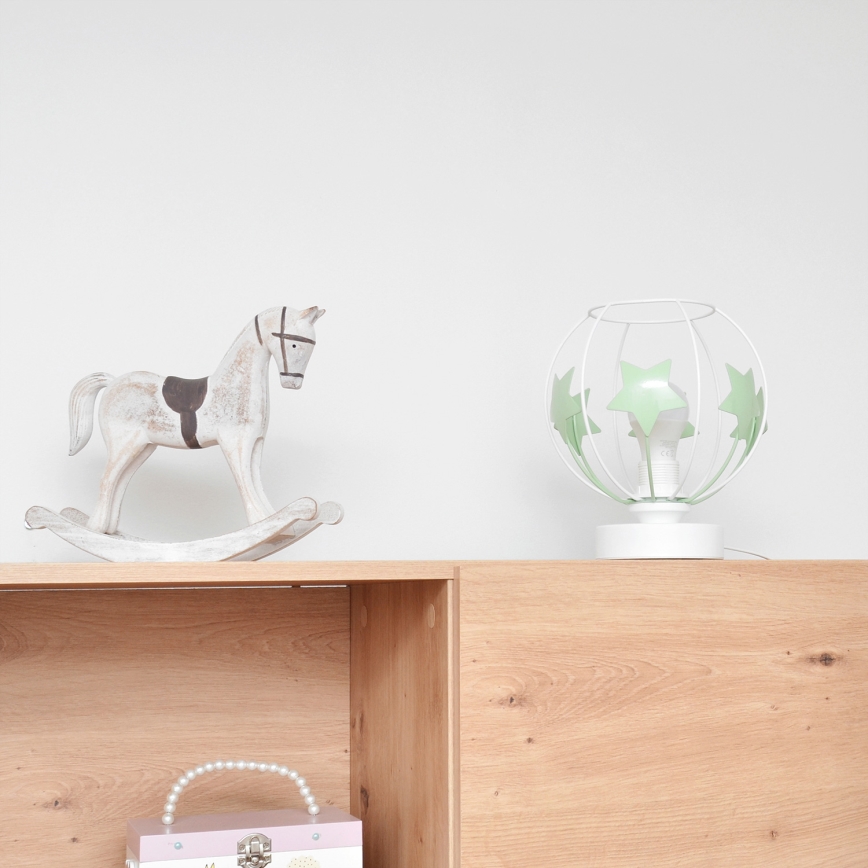 Lampada da tavolo per bambini STARS 1xE27/15W/230V verde/bianco