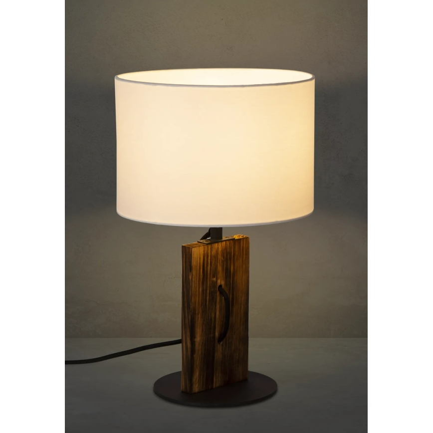 Lampada da tavolo PINUS 1xE27/40W/230V bianco/legno