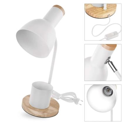 Lampada da tavolo POPPY 1xE27/25W/230V bianca