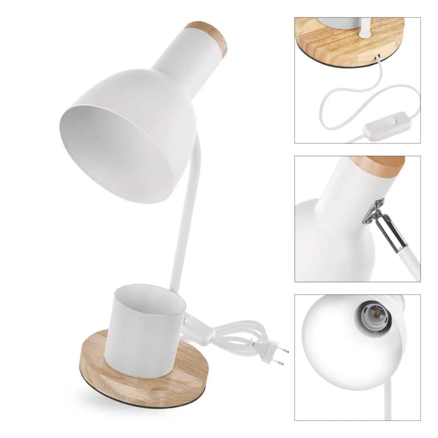 Lampada da tavolo POPPY 1xE27/25W/230V bianca