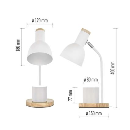 Lampada da tavolo POPPY 1xE27/25W/230V bianca