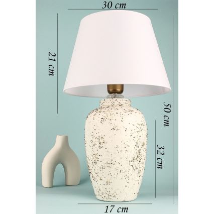 Lampada da tavolo RAMZES 1xE27/40W/230V bianca/crema
