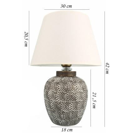 Lampada da tavolo RAMZES 1xE27/40W/230V bianca/grigia