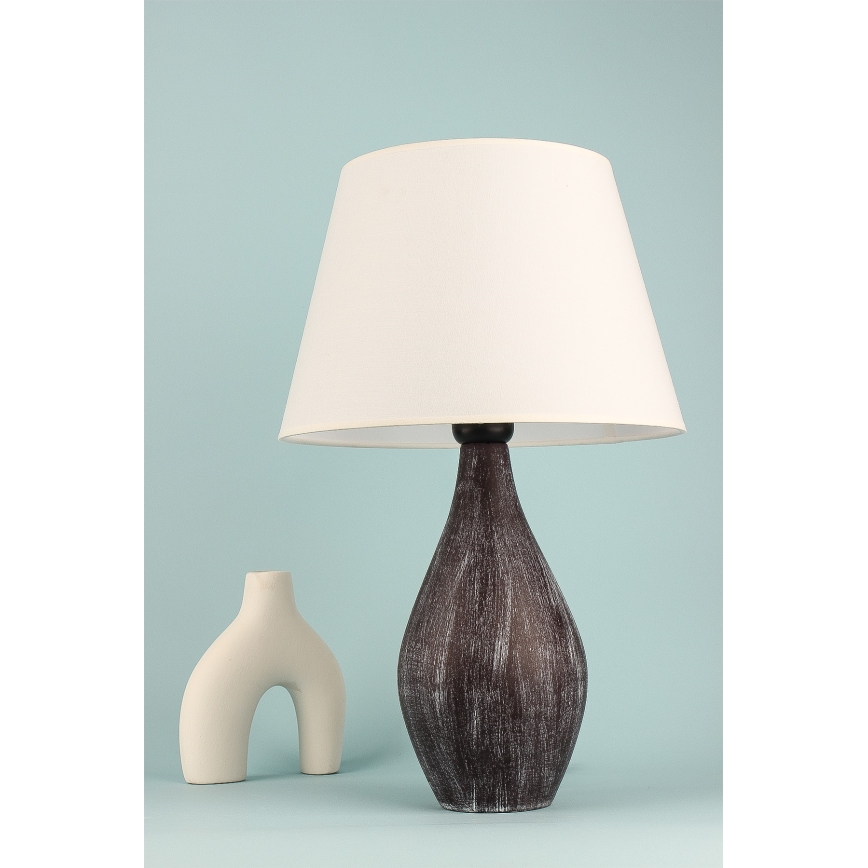 Lampada da tavolo RAMZES 1xE27/40W/230V bianca/marrone