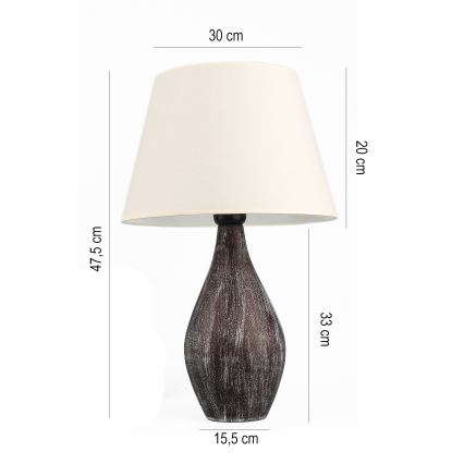 Lampada da tavolo RAMZES 1xE27/40W/230V bianca/marrone