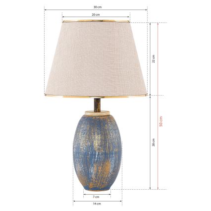 Lampada da tavolo RAMZES 1xE27/40W/230V crema/blu
