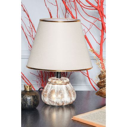 Lampada da tavolo RAMZES 1xE27/40W/230V crema/dorata