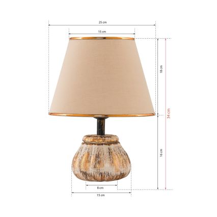 Lampada da tavolo RAMZES 1xE27/40W/230V crema/dorata