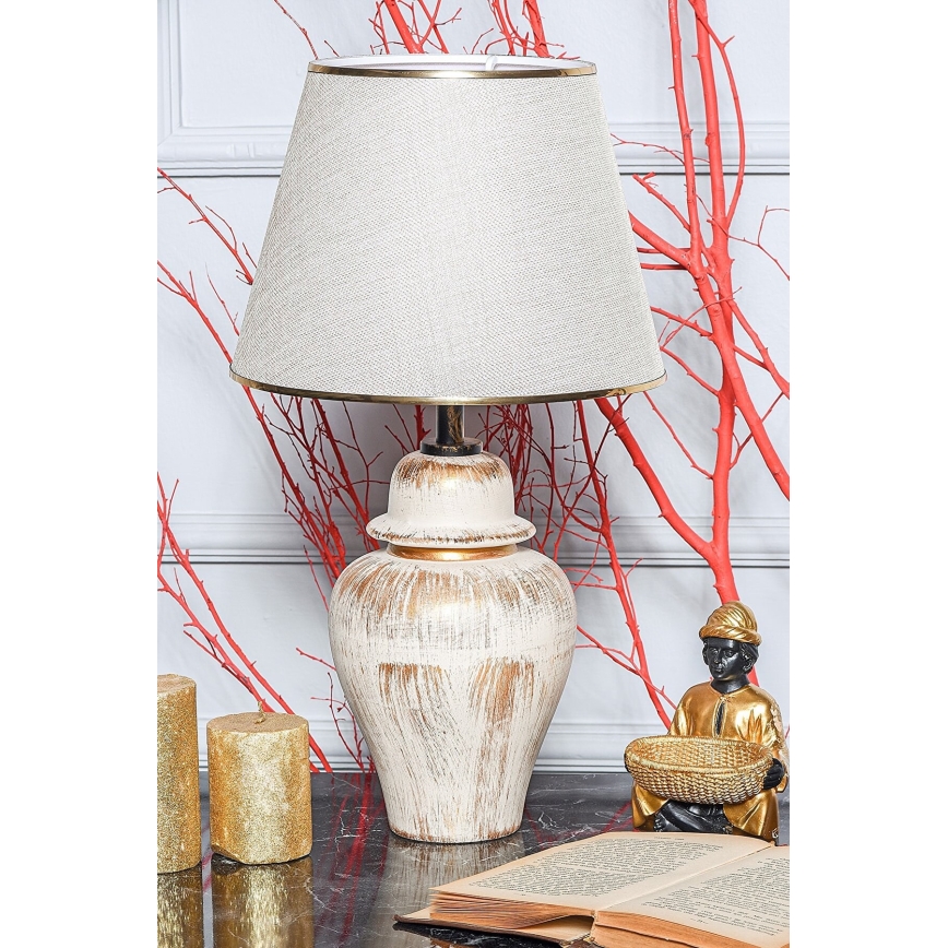 Lampada da tavolo RAMZES 1xE27/40W/230V crema/oro
