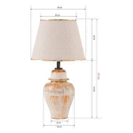 Lampada da tavolo RAMZES 1xE27/40W/230V crema/oro