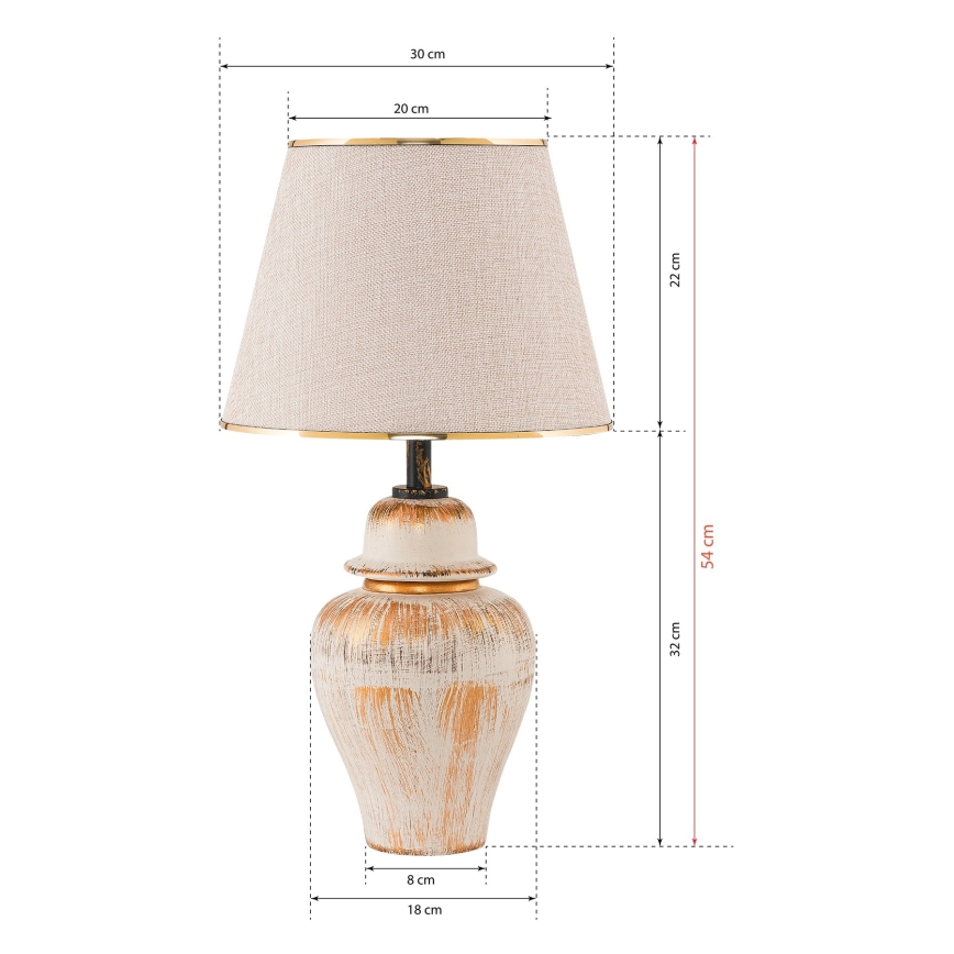 Lampada da tavolo RAMZES 1xE27/40W/230V crema/oro