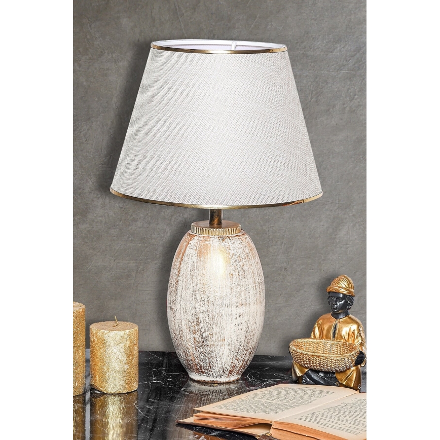 Lampada da tavolo RAMZES 1xE27/40W/230V crema/oro