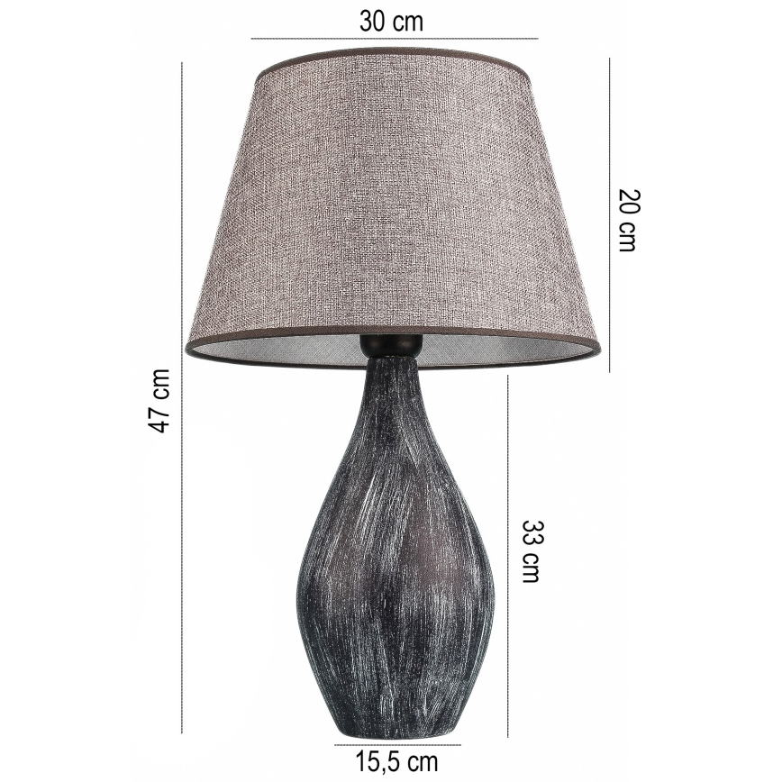 Lampada da tavolo RAMZES 1xE27/40W/230V grigia