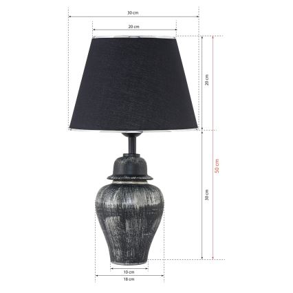 Lampada da tavolo RAMZES 1xE27/40W/230V nera/argento