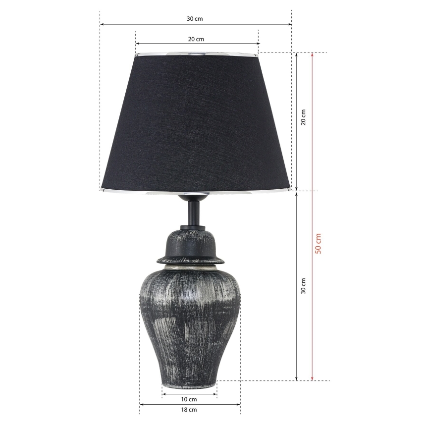 Lampada da tavolo RAMZES 1xE27/40W/230V nera/argento