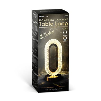 Lampada da tavolo LED ricaricabile dimmerabile DUBAI LED/2W/5V 2700K/4000K/6500K 400 mAh dorata