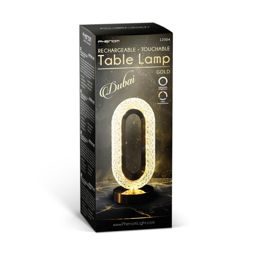 Lampada da tavolo LED ricaricabile dimmerabile DUBAI LED/2W/5V 2700K/4000K/6500K 400 mAh dorata