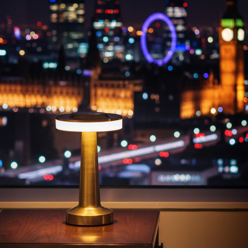 Lampada da tavolo ricaricabile dimmerabile a LED LONDON LED/2W/5V 2700K/4000K/6500K 400 mAh dorata
