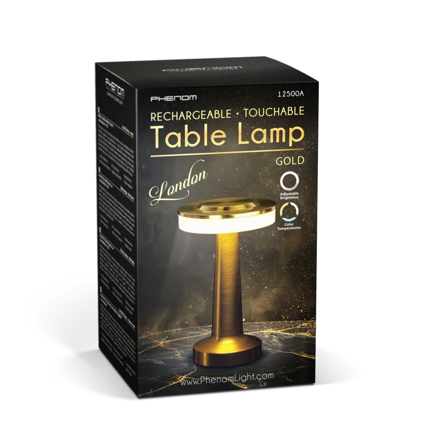 Lampada da tavolo ricaricabile dimmerabile a LED LONDON LED/2W/5V 2700K/4000K/6500K 400 mAh dorata