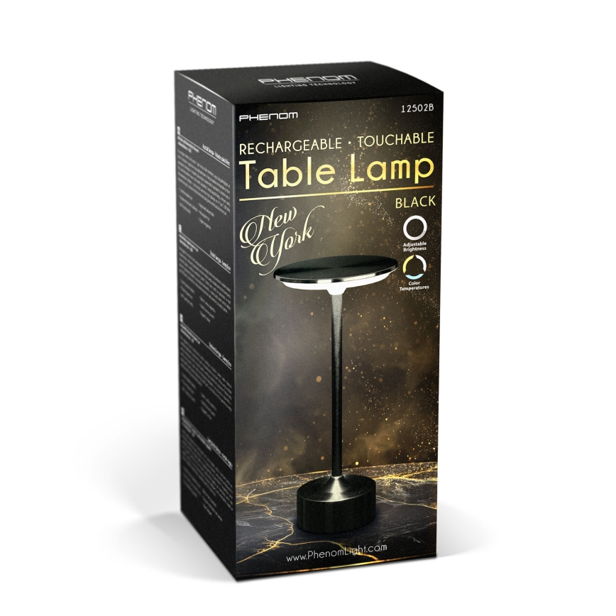 Lampada da tavolo ricaricabile dimmerabile a LED NEW YORK LED/1,8W/5V 2700K/4000K/6500K 1200 mAh nera